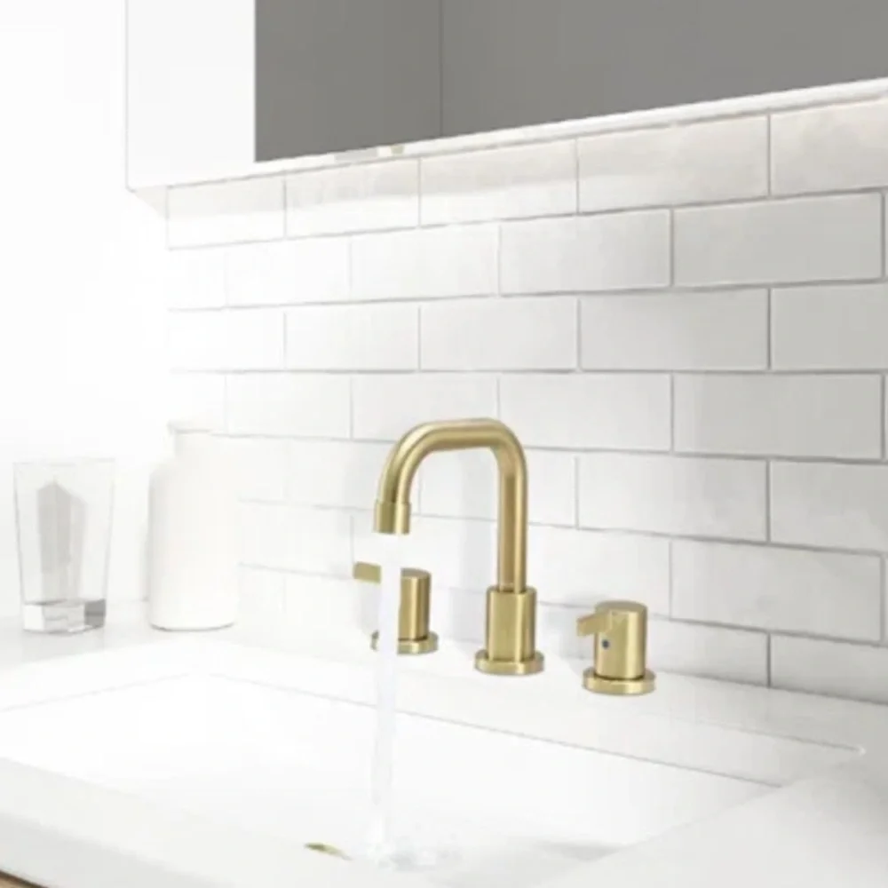 💎 Modern Brushed Gold Bathroom Faucet Set – 3 Piece Vanity Fixture (NEW
